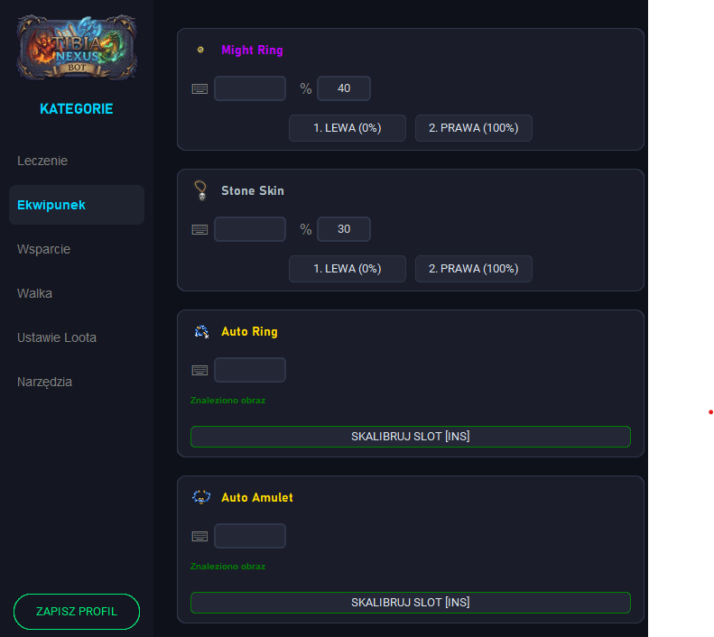 Konfiguracja ekwipunku