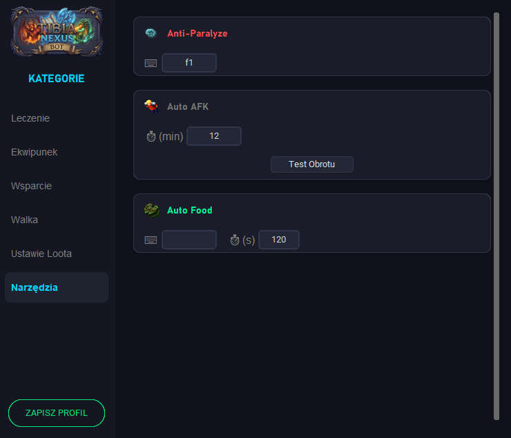 Konfiguracja narzędzia